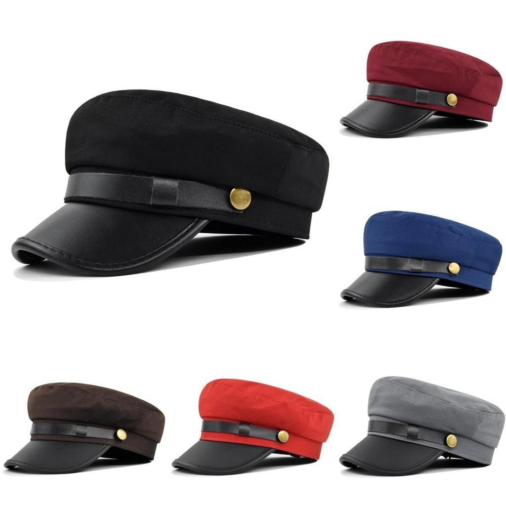 Stylish Navy Hat Autumn Winter Wool Beret Metal Buckle Eight-angle Flat Top Cap Wholesale
