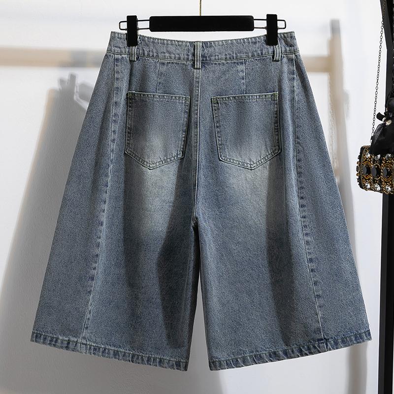 DIMANAF 2026 Estate Nuovi Jeans Corti Taglie Forti Donna Pantaloncini di Cotone Denim Larghi Casual Moda Pantaloncini da Donna Abbigliamento