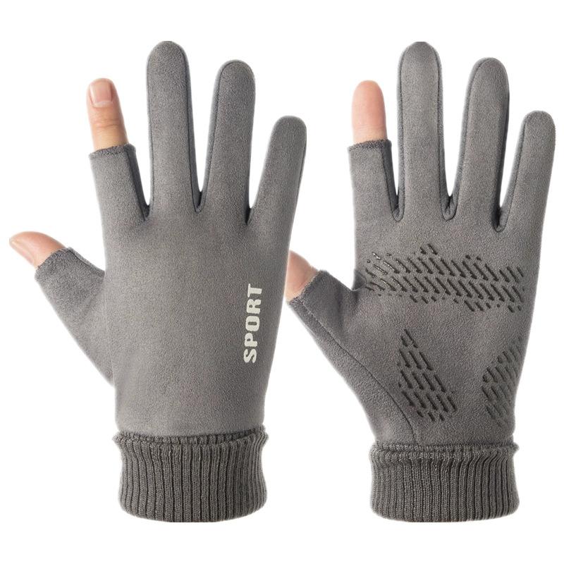 Deerskin fleece bundle gloves men's fleece warm outdoor sports driving cycling takeaway gloves