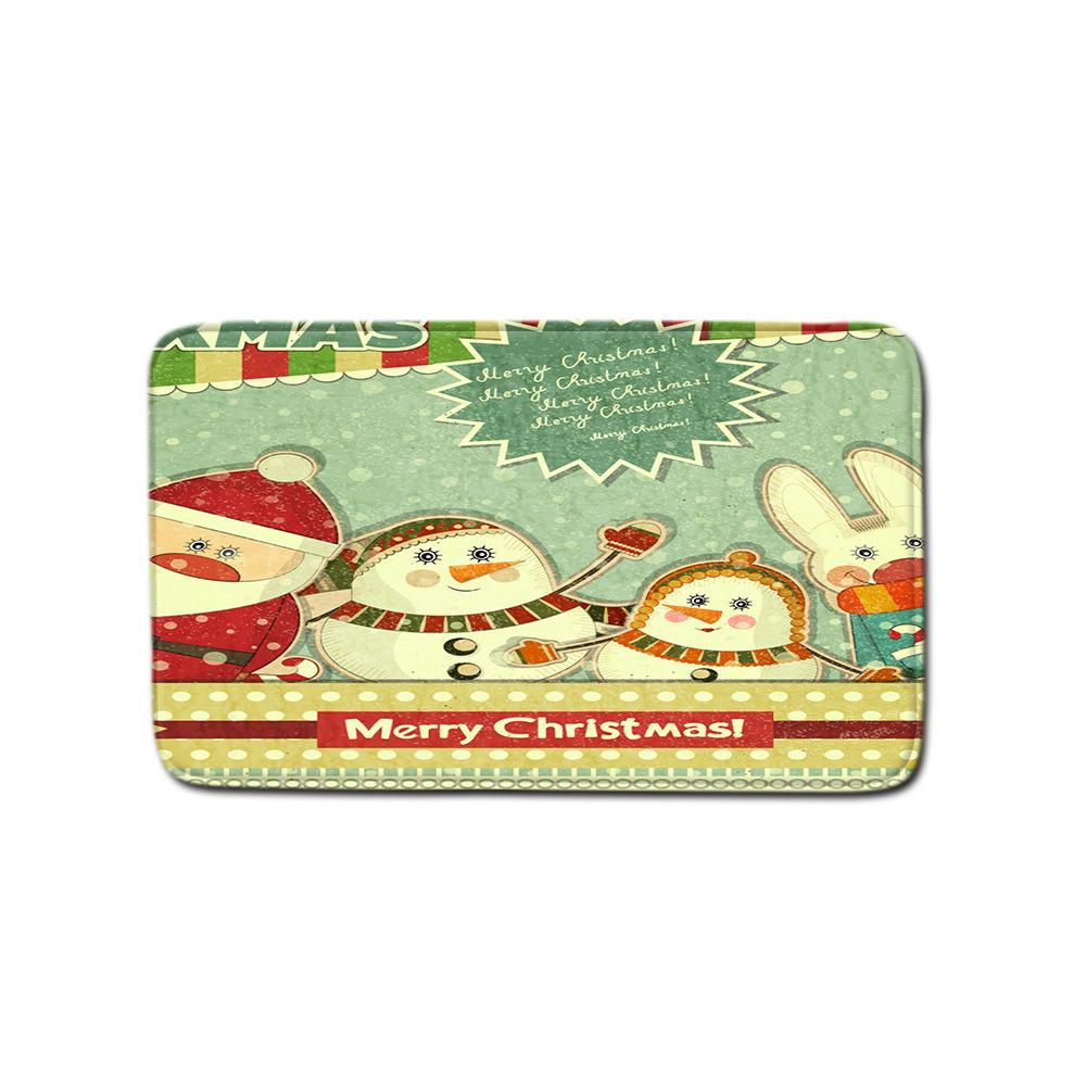 Christmas Shower Curtain Floor Mat Combination Four-Piece Set Bathroom Toilet Carpet Shower Room Mat Foot Mat