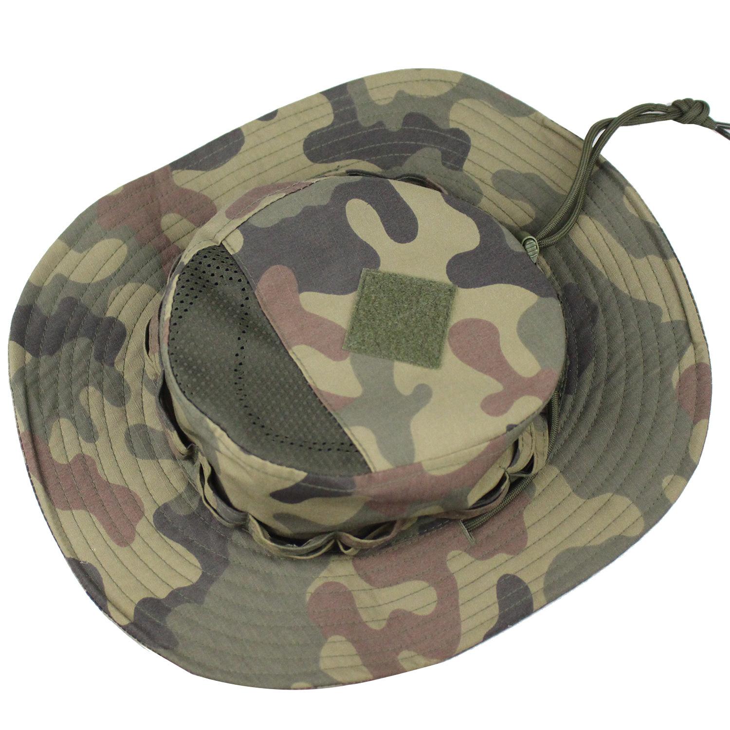 

Men Camouflage Tactical Wide Brim Bucket Hat Summer Outdoor Sun Hat Fishing Hiking Cap Adjustable Chin Strap Hat Man Breathable Camouflage Cap 60（57-60 cm） зелёный