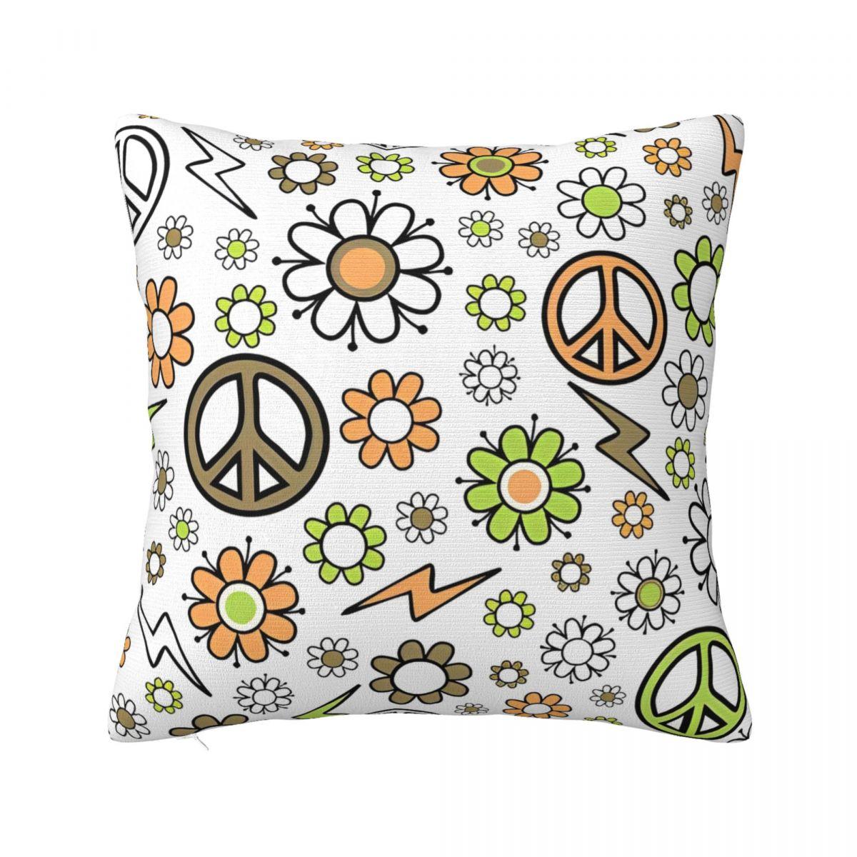 

Peace Foral Love Pattern Pillow Cases Cushion Cover Awesome Zipper Decorative Pillowcase for Home 18x18 30x30cm 12x12in