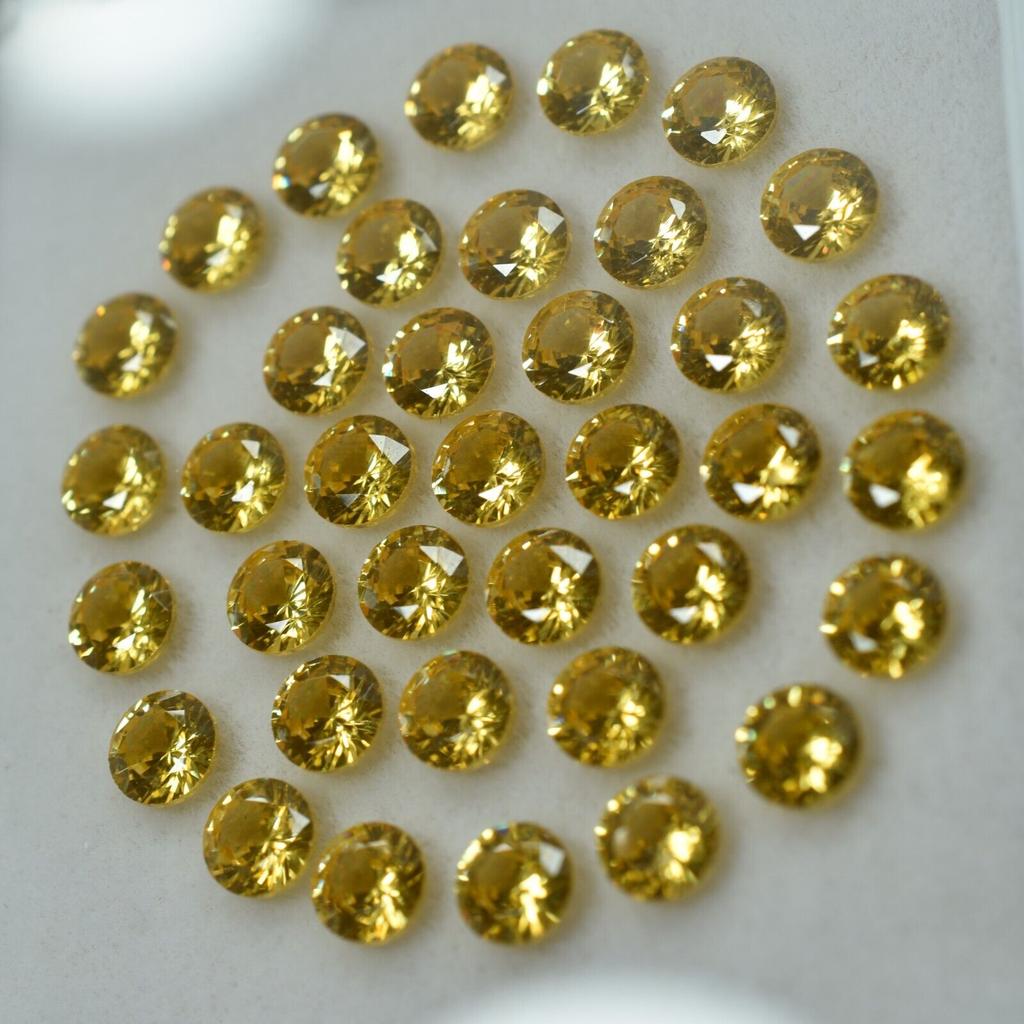 Natural Yellow Sapphire Ring Size Round Lot CERTIFIED Gemstone 5x5 MM Size 8 Pcs Y- 1021084