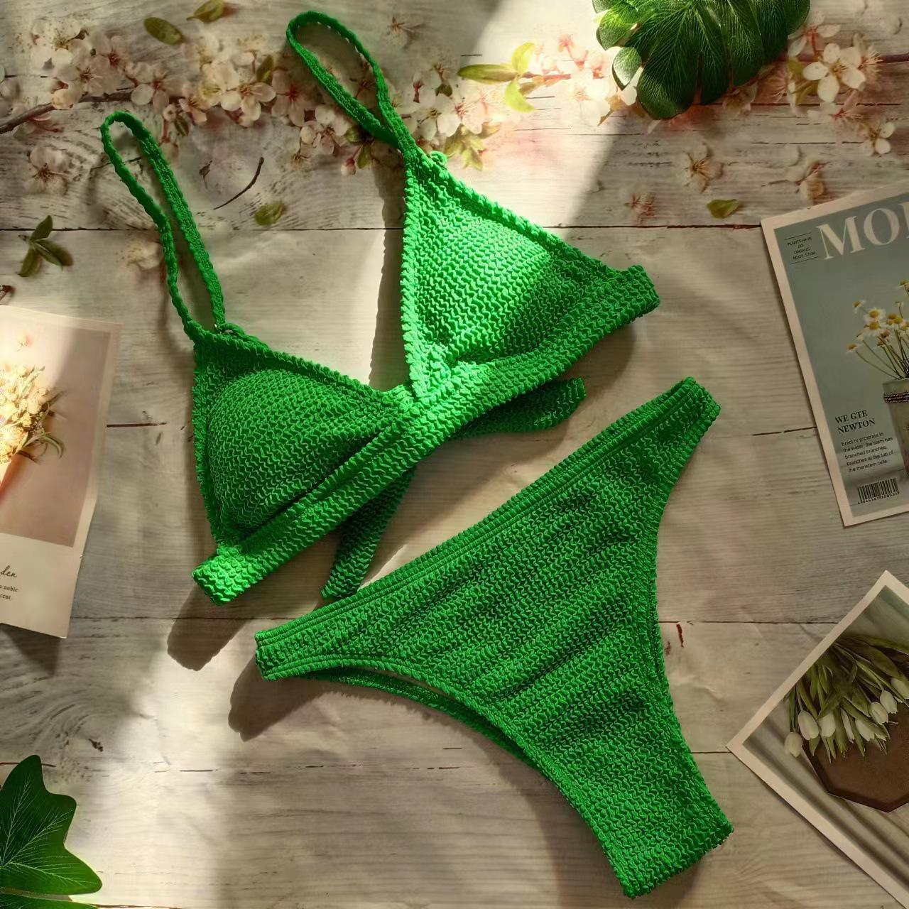 

Multicolor Striped Ribbed Bikini with Double Straps Medium червоний