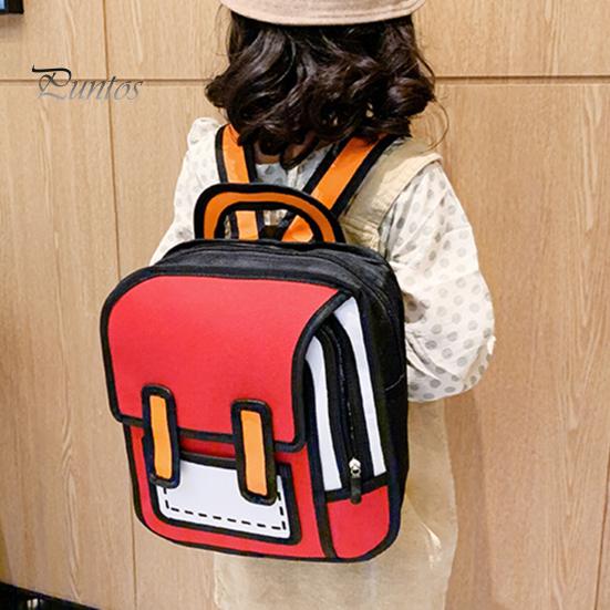 Teenager Backpack Student Cute Cartoon Large Capacity Waterproof Adjustable Strap Smooth Zipper Book School Bag Storage Unisex 2D Drawing Girls