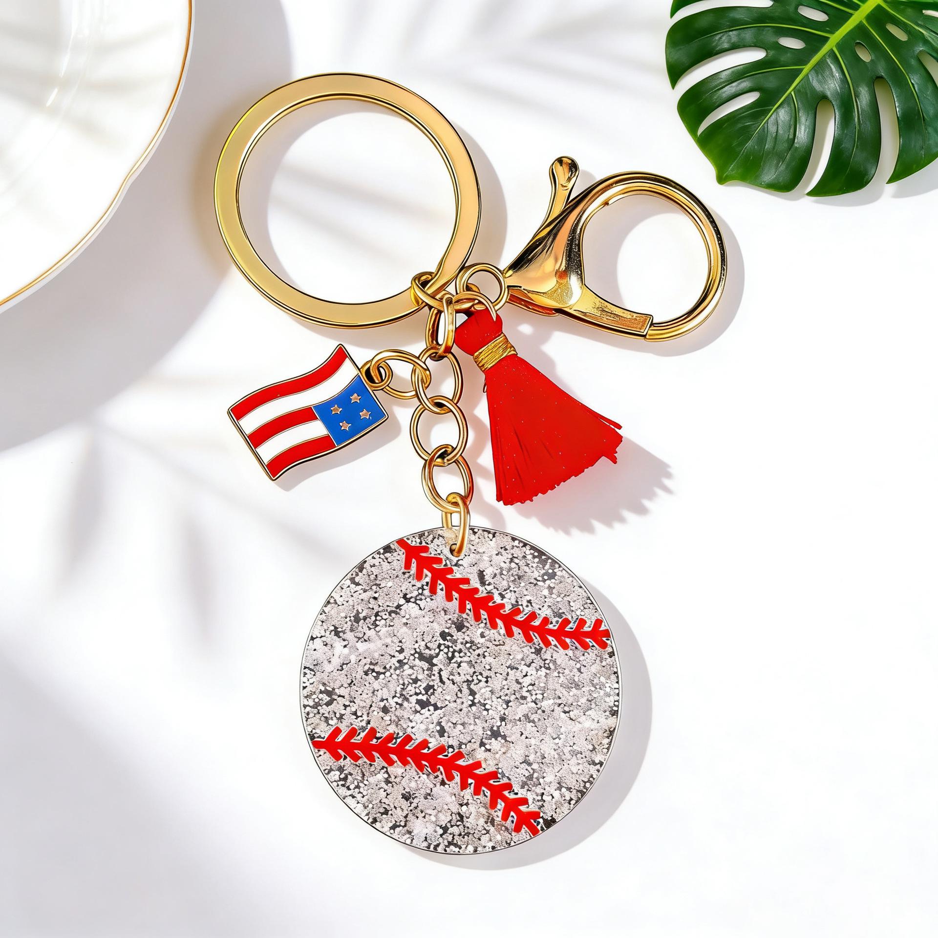 

World Cup Keychain: Acrylic Sports Ball Pendant (Basketball, Rugby, Football, Baseball)