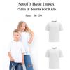Set of 3 Basic Unisex Plain T-Shirts for Kids, Summer 6414-001-pak3 HC