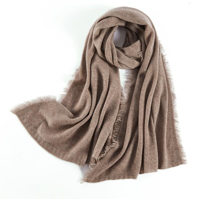 Autumn and Winter 100% Cashmere Scarf Ladies 2025 New Solid Color Versatile Cashmere Big Shawl Fashion Lady