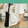 Anime Cartoon Summer Cotton T Shirt With Bear Print For Casual Women