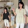 Large Size Women's Clothing Sweet and Thin Linen Chiffon Shirt 2026 Summer V-neck Korean Version Thin Shirt 254864