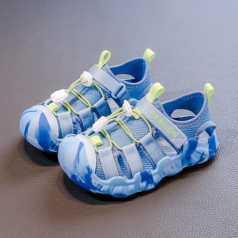 Children's sports sandals summer boys anti-collision bag head sandals non-slip breathable mesh wading river beach shoes