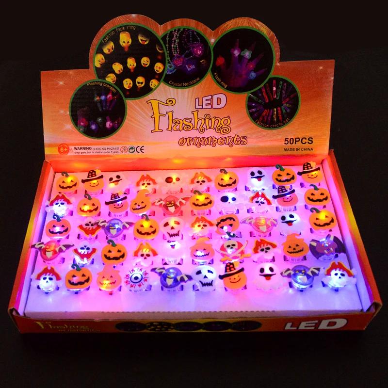 Halloween Light Up Glowing Rings Christmas Party Favors LED Rings Flashing Glowing Finger Rings Fun Props for Kids Adults