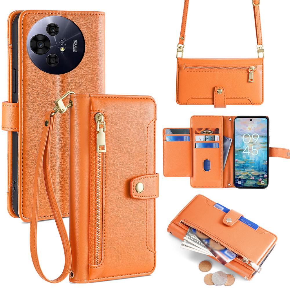 

For TCL 50 NxtPaper 5G/50 Pro NxtPaper 5G Case Zipper Pocket Wallet Leather Phone Cover with 2 Straps B