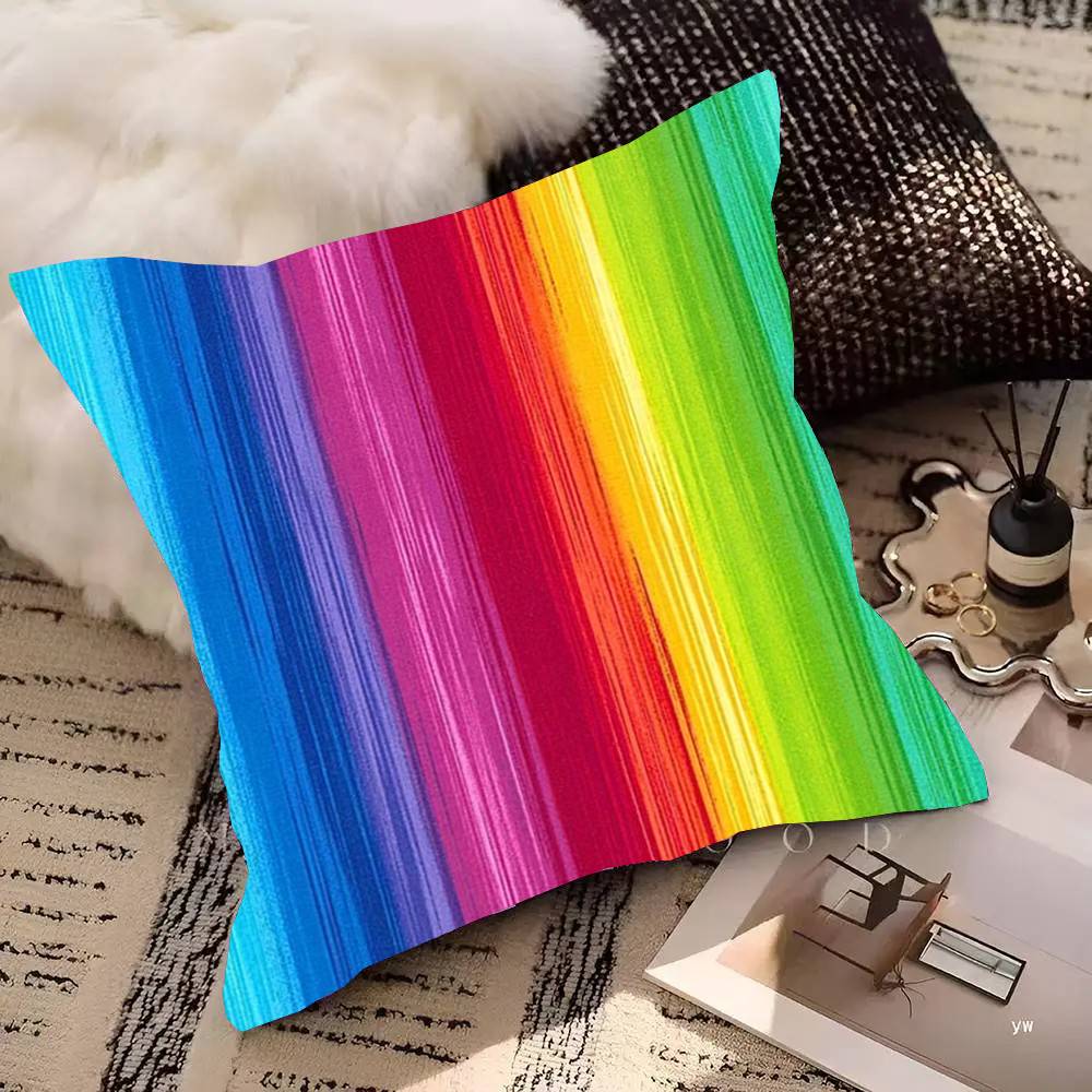 Rainbow Pillow Case Fashion Square Pillowcase Bedroom Sofa Room Ins Decoration Leisure