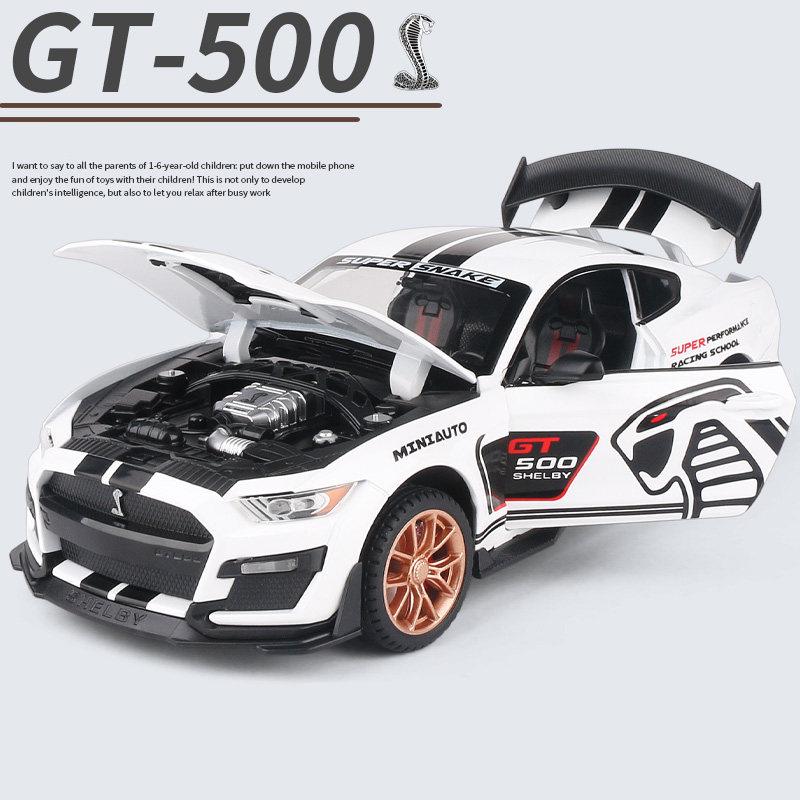 GDKO9 1:24 Ford Mustang Shelby GT500 Alloy Sports Car Diecasts Metal Toy Car Model Simulation Sound Light Collection Kids Gifts A414