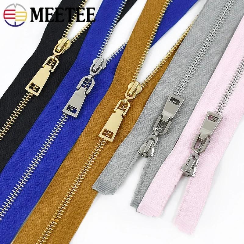 5Pcs Meetee 15/18/20/25/30cm 3# Metal Zippers Close-End Auto Lock Zips for Bag Garment Zip Closure Repair Sewing Accessories