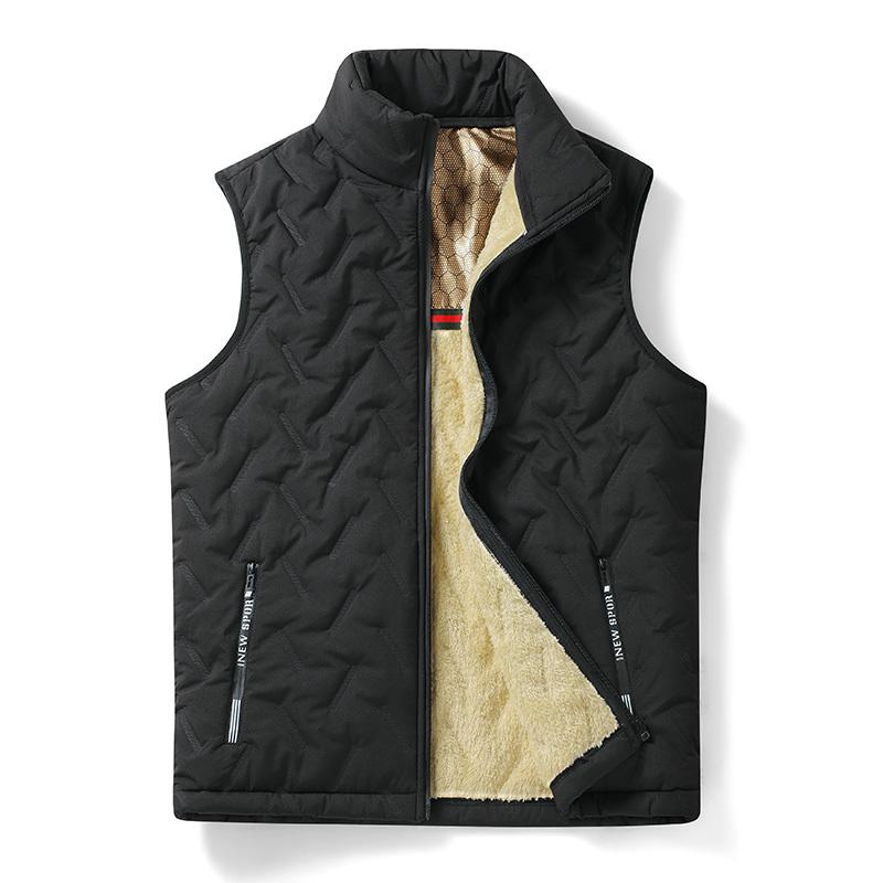 

Spring Autumn Loose Casual Fleece Warm Vest Men Sleeveless Lightweight Outwear Tank Top L чорний