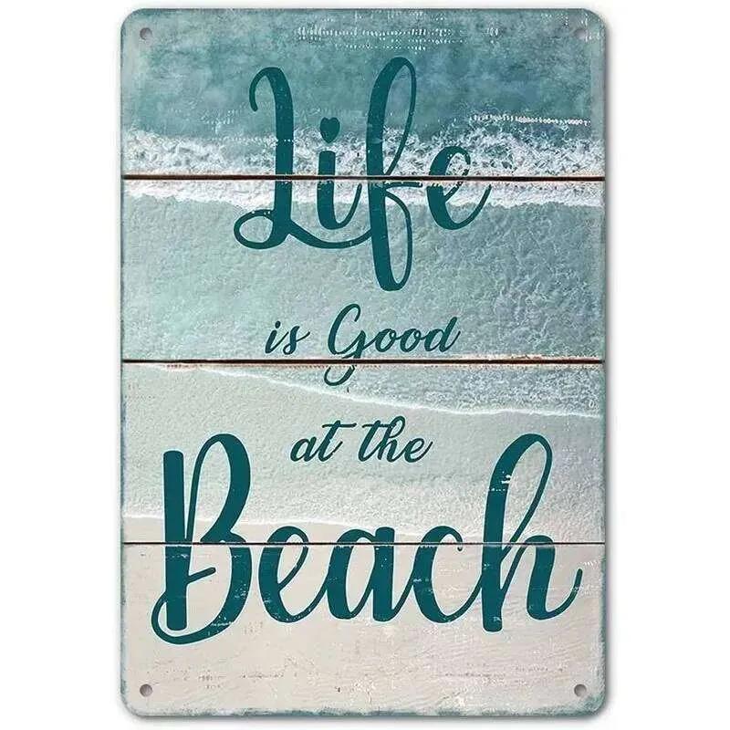 

Retro Life is Good At The Beach Surfing Sailing Metal Tin Signs Vintage Posters for Bars Man Cave Cafe Pub Clubs Home Wall Decor 26T 26T0104 20x30cm