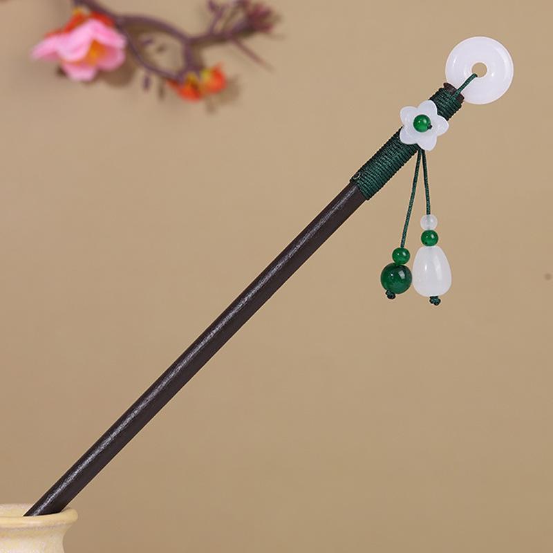 Vintage Tassel Wooden Hairpin for Women - Imitation Ebony Hanfu Accessory, Ancient Style Costume Hairpin
