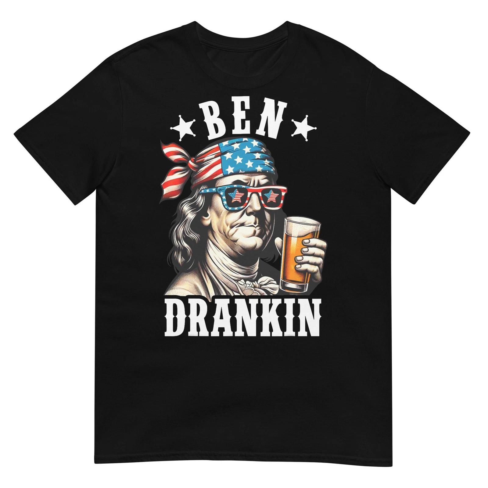 Ben Drankin Benjamin Franklin Men Women 4th of July USA Flag T-Shirt S