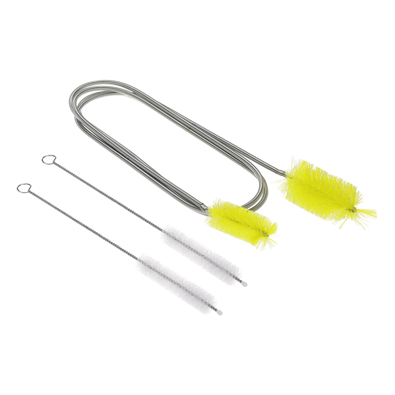 

PATIKIL Flexible Long Drain Brush, 67 Double Elastic End Nylon Cleaner, Two 8 Straw Hoses, Pipe Cleaning Brush for Sink Drains, Yellow