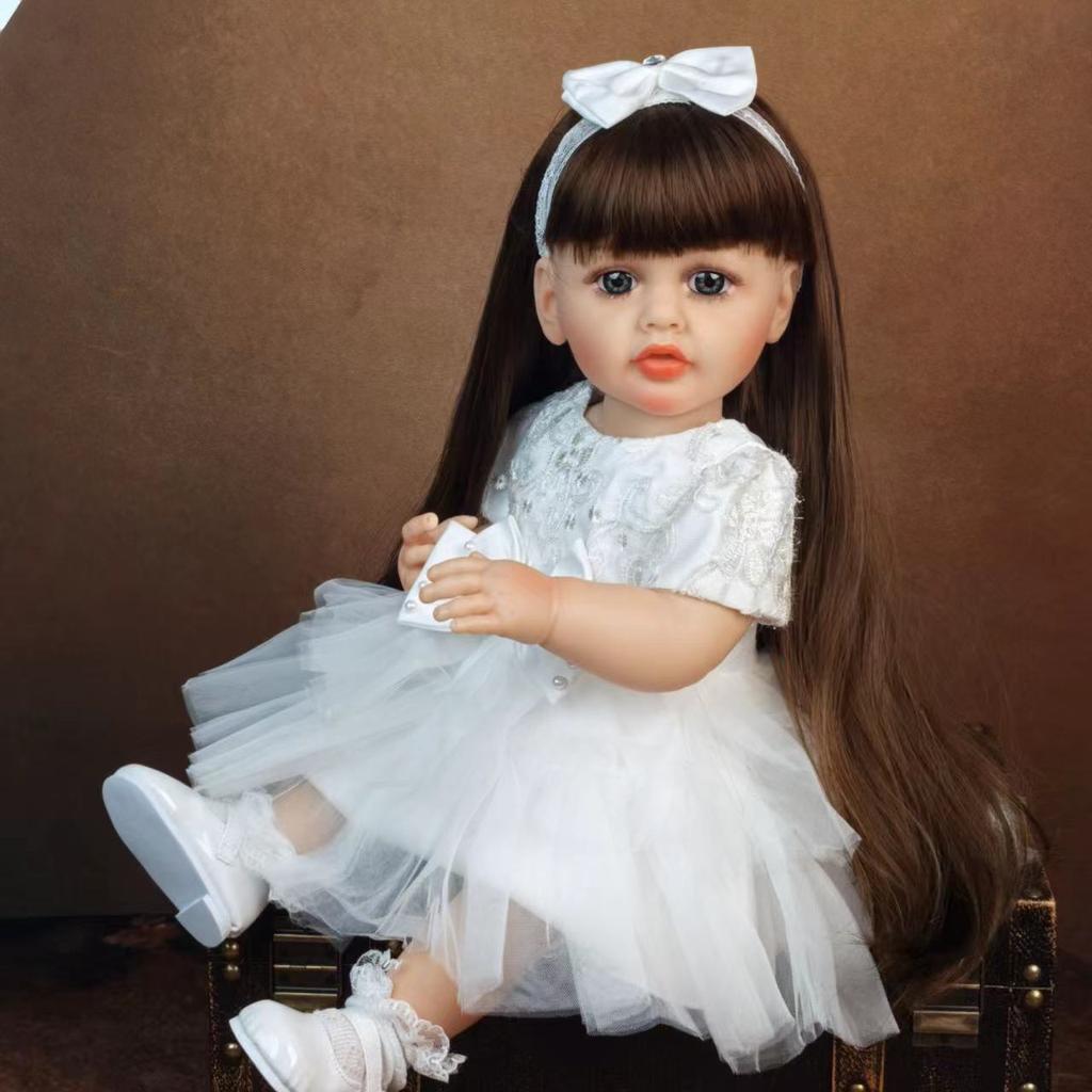 KEIUMI Full Body Silikon Vinyl Reborn Baby Doll 55 cm Jente Realistisk Langt hår Prinsesse Bebe Newborn Dukke For barn Bursdag Påskegaver