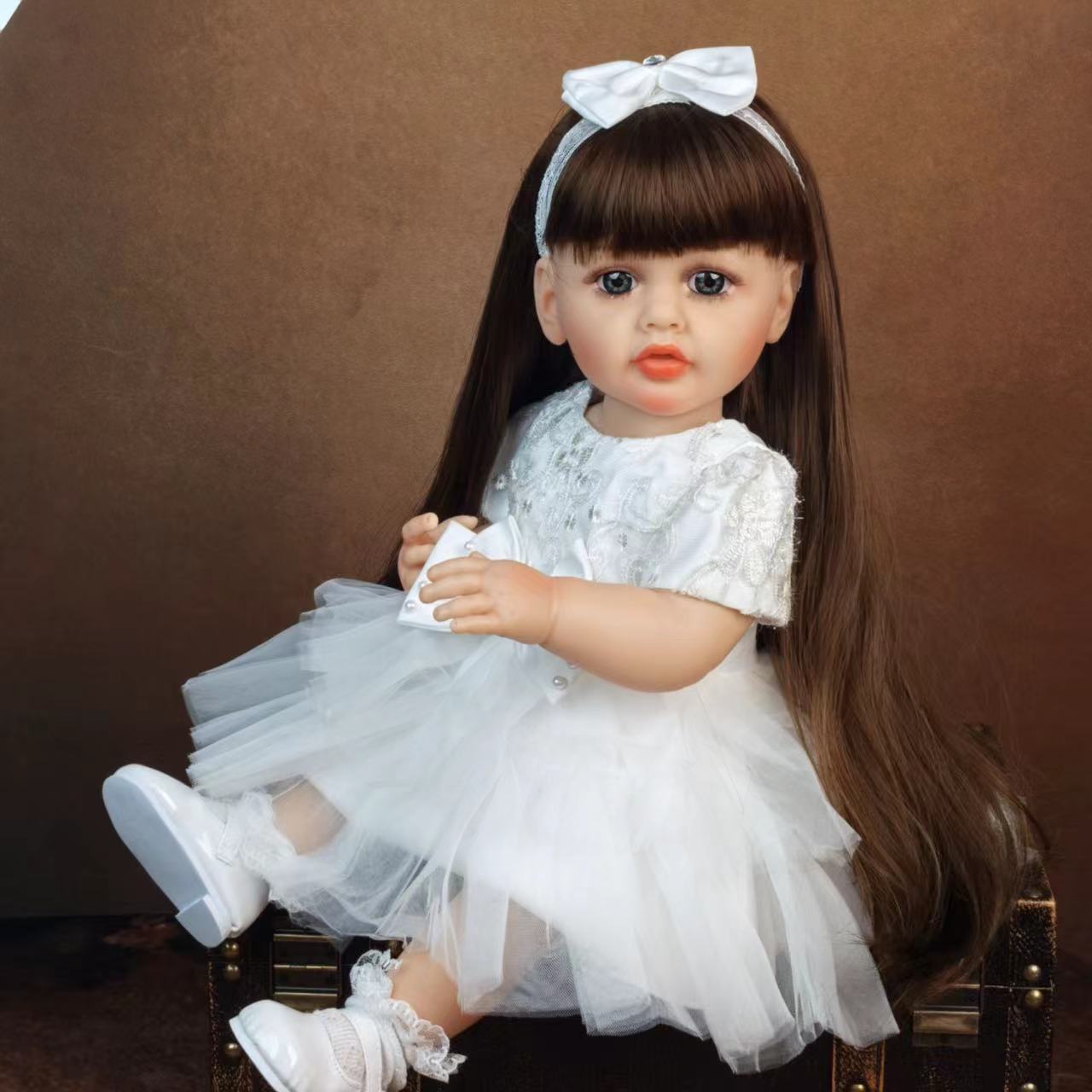 

KEIUMI Повна силіконова вінілова лялька Reborn Baby Doll 55 см Дівчинка Реалістичне Довге волосся Принцеса Bebe Новонароджена лялька Для дітей Великодні подарунки на день народження 22 inch about 55 cm синій