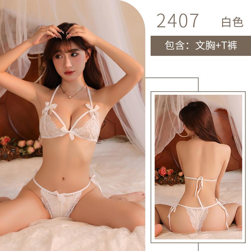 Sex Underwear Women's Sexy Lace Three-point Suspender Bra Free of Hot Sex Panties Uniform Temptation