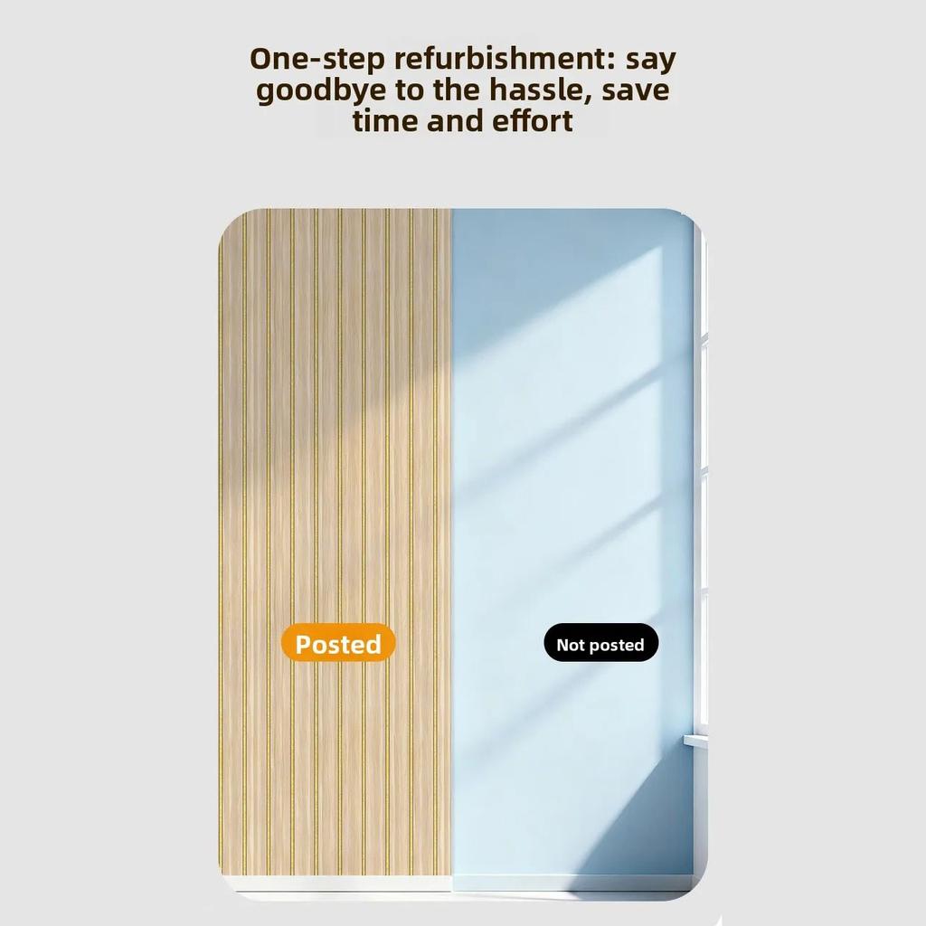 Self Adhesive Grille Wallpaper3D Fluted Wall Panel Sticker, Peel and Stick PVC Wallpaper for Living Room TV Background, Bedroom Wall Decor