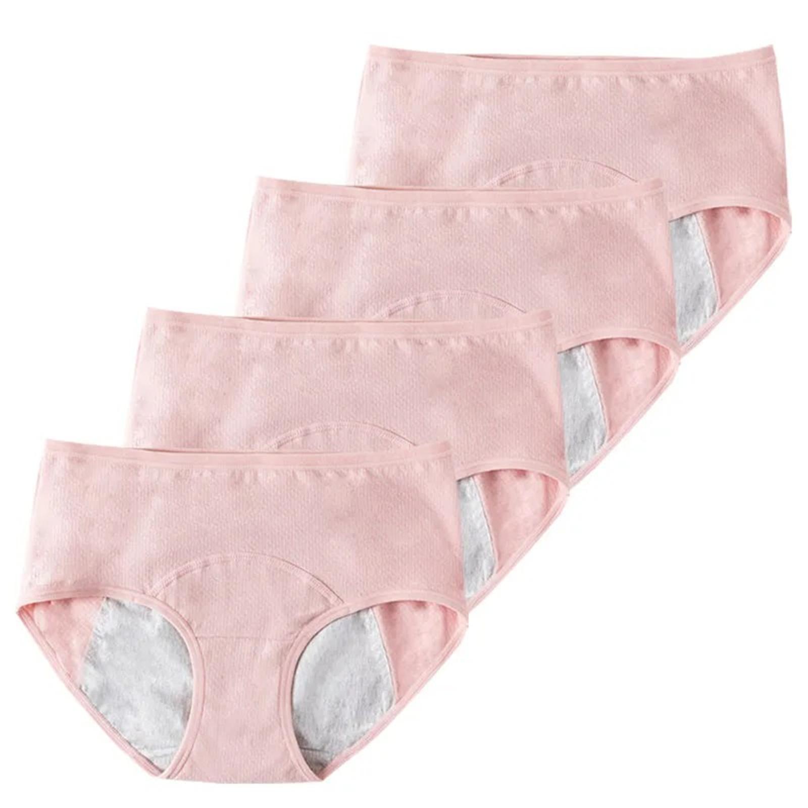 

4 Pack Pink Women s Cotton Leakproof Period Panties Middle Waist Comfortable Underwear S розовый