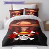 One Piece Anime Pattern Bedding Quilt Set Quilt Cover Pillowcase Home Birthday Gift(1 * Duvet Cover + 2 * Pillowcase, Without Core)