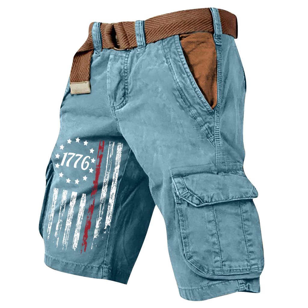 Pantaloncini Cargo Casual Stampati da Uomo per l'Estate con Tasche Multiple