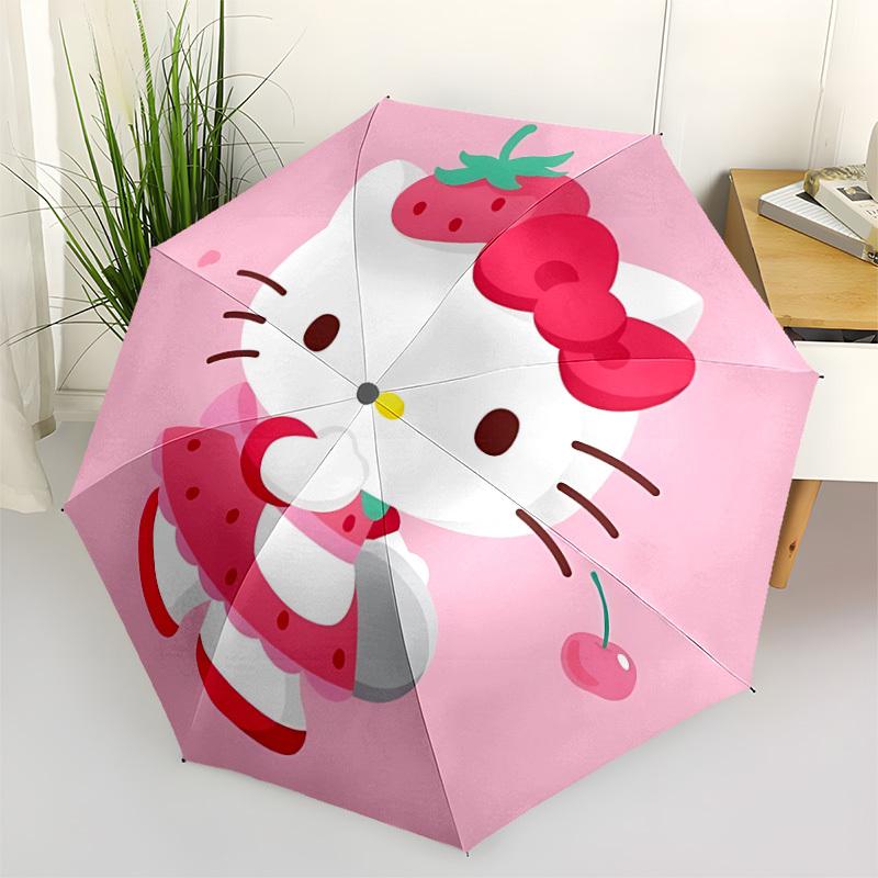 

1pc Kitty Strawberry Automatic Open/Close Umbrella - All-Season Portable Umbrella for Women/Men yy251213059