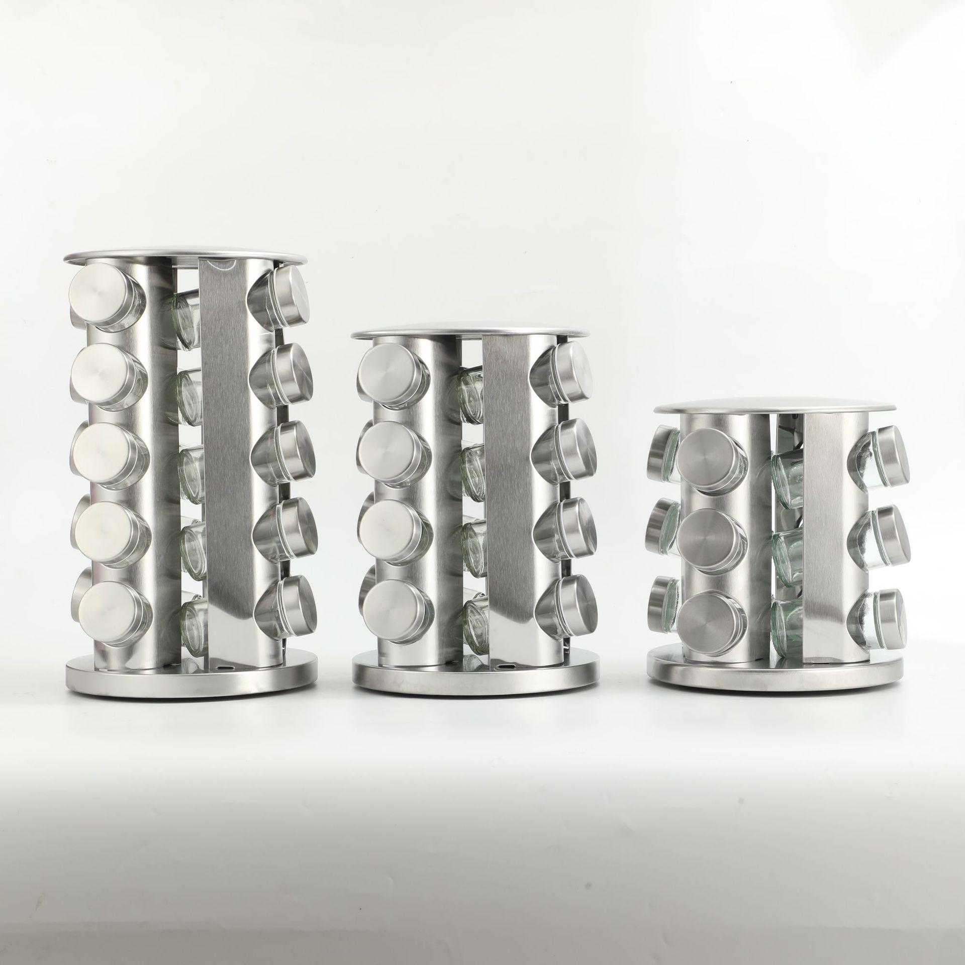 

Rotating Spice Rack Set: White Food-Grade Seasoning Storage with Lidded Bottles 8 Heads