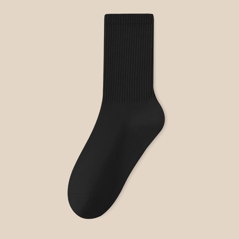 Female Spring and Autumn Leisure Pure Color Cotton Anti Pilling Tube Socks