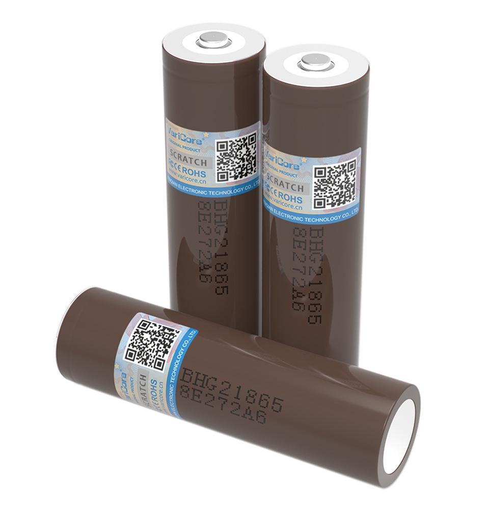 VariCore 3.7V 3000mAh 18650 Lithium Battery with Nickel Tabs, 15A Discharge