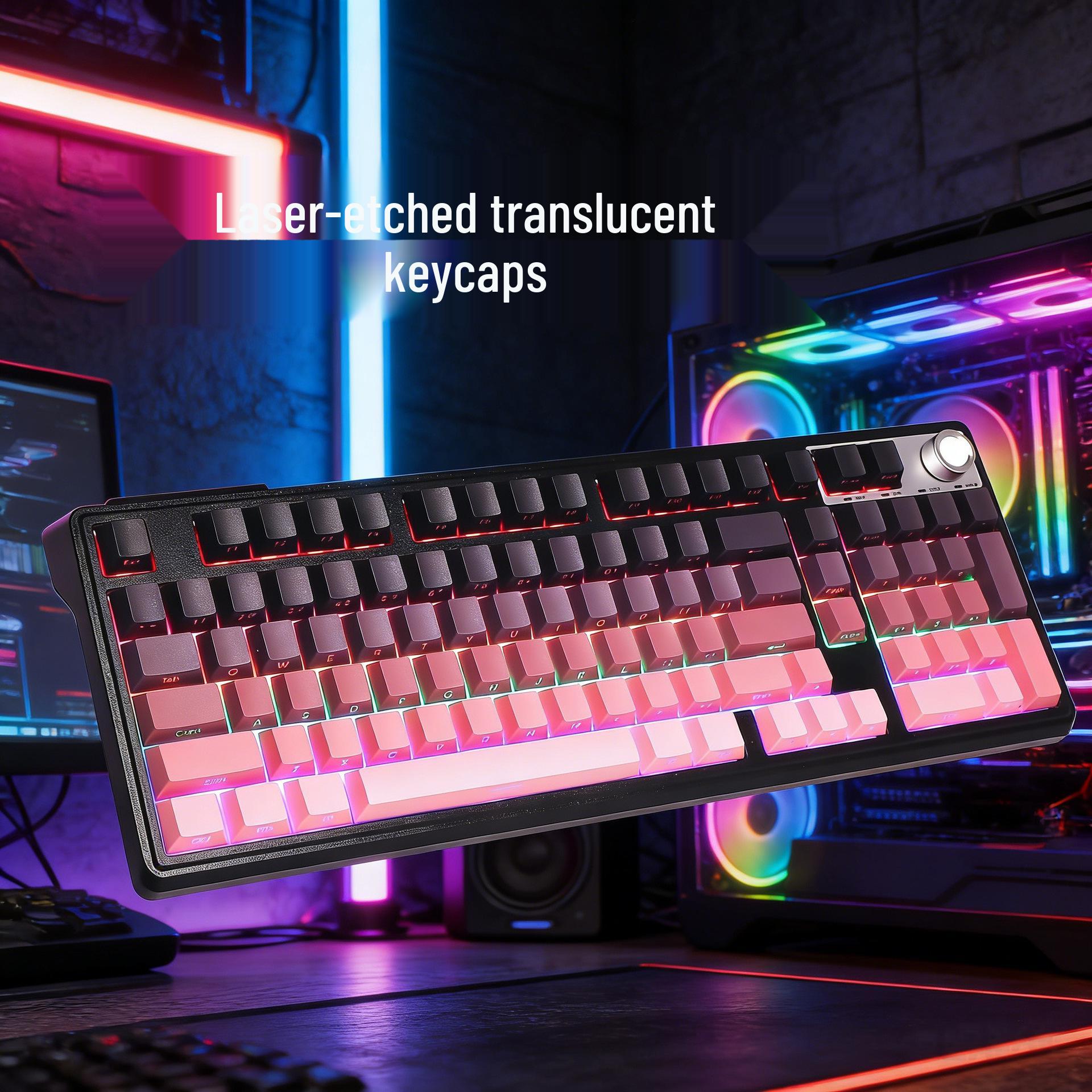 

H102 Wireless RGB Mechanical Keyboard - Blue Switch, Triple Mode, Durable, Double-Shot Injection, Wear-Resistant, Ideal for Office and Gaming. 41 x 14 x 4.5 cm