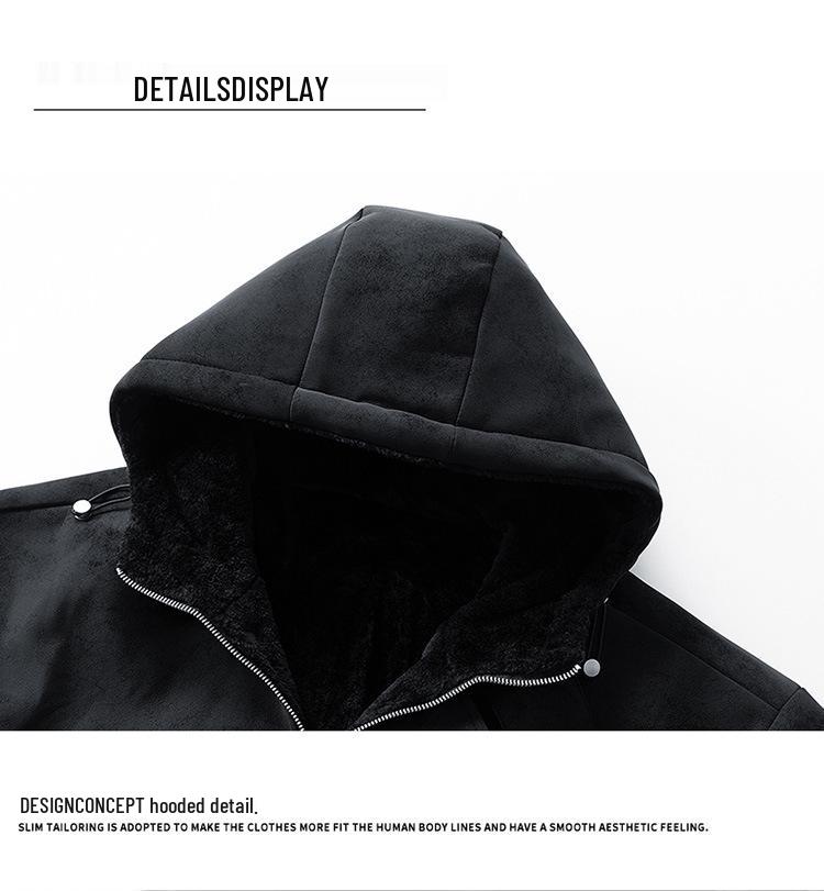 2025 Winter Men's Hooded Cotton Jacket with Faux Rabbit Fur: Thick, Warm, Double-Sided, and Loose-Fit