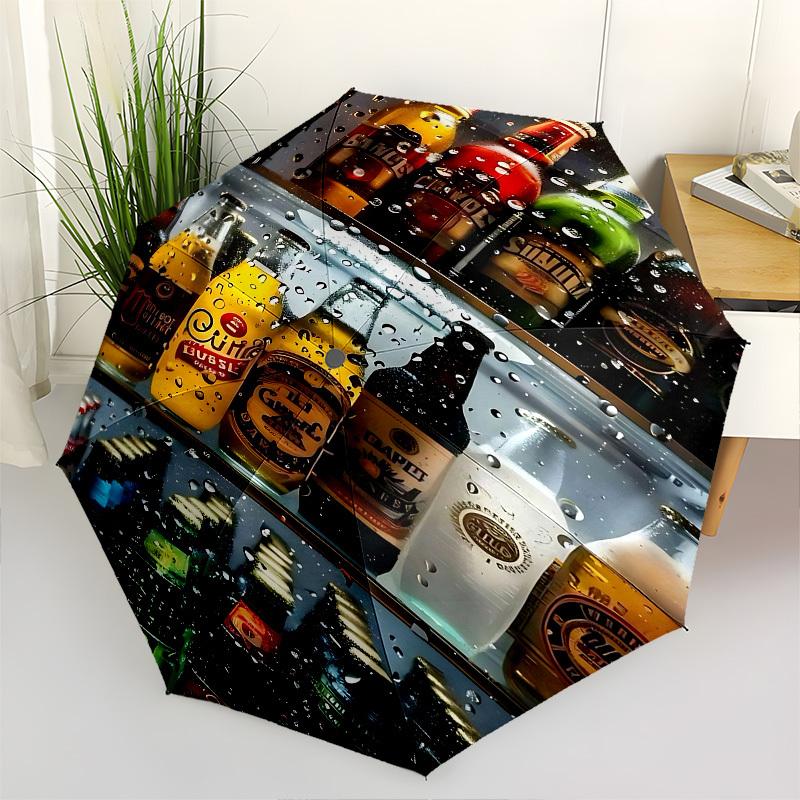 

Beer Refrigerator Themed Automatic Opening and Closing Umbrella, Brightly Colored 8-rib Portable Umbrella, Suitable for Men and Women, A Per
