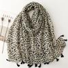 Autumn Women Scarf Cotton Leopard Print Shawl Tassel Summer Sun Protection Muslim Hijab Viscose Wrap Headscarf 90*180cm