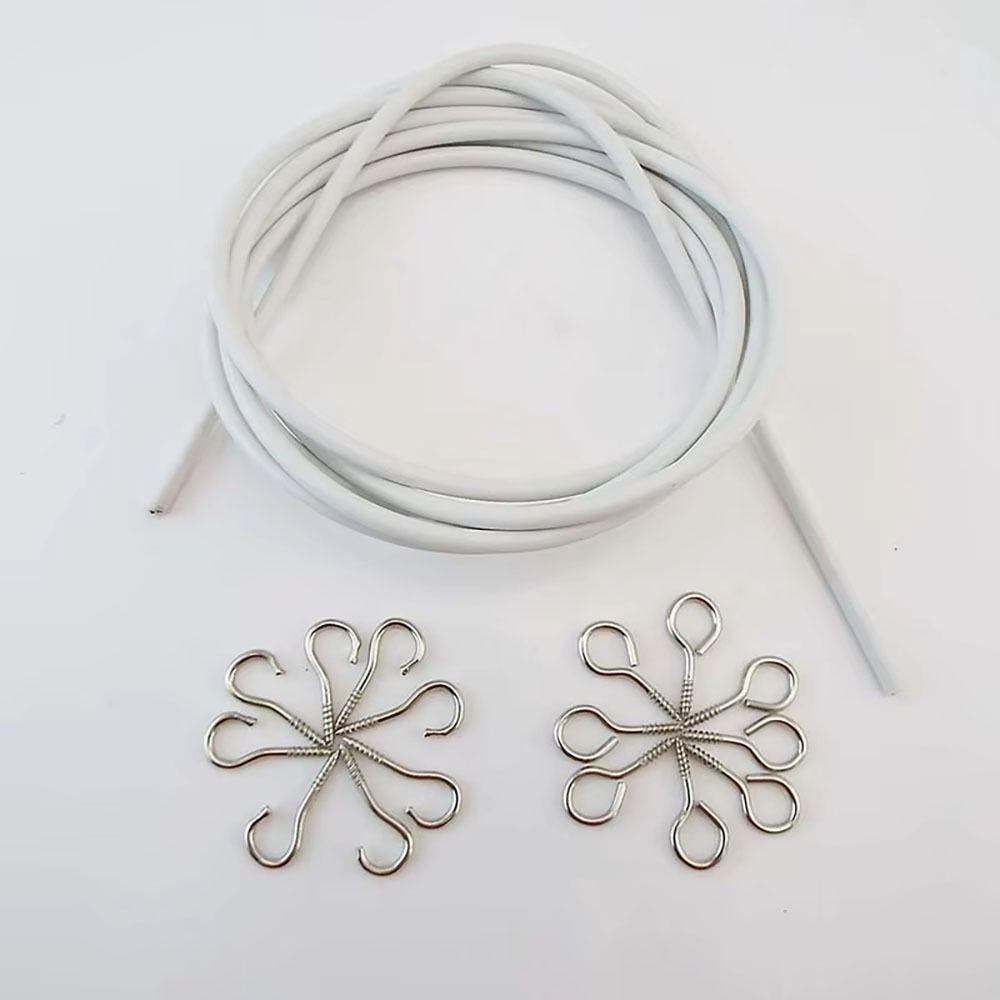 1Set New 2/3/4/5 Meters Curtain Spring Rope PVC Steel White Window Cord Cable Net with HOOKS EYES Wall Hanging Line