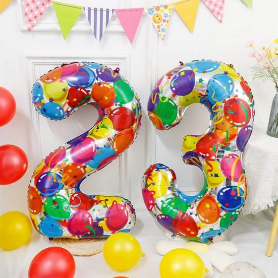 40 Inch Aluminum Foil Number Balloon Colorful 2024 New Year Large Size Balloon Celebration Decoration Party Supplies