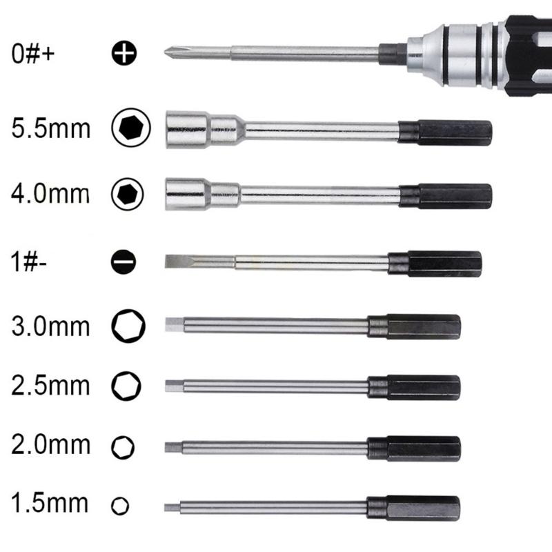 Multifunctional 8 in 1 Screwdriver Set RC Repair Tool Kit Hexagon Socket for RC Car Drone Plane Hex Philip Spanner