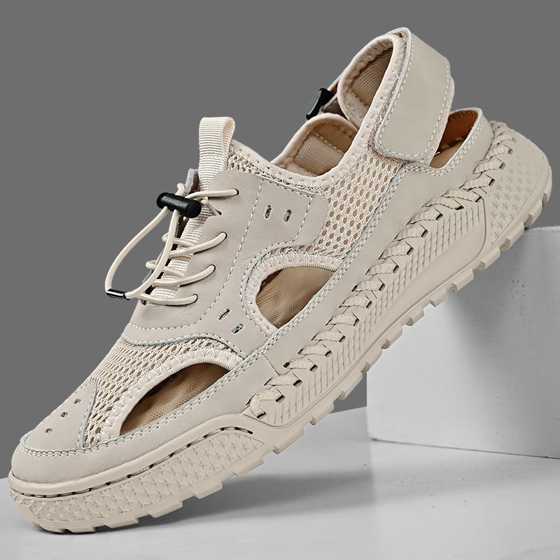Summer Men's Sandals Handmade Mesh Breathable Casual Shoes