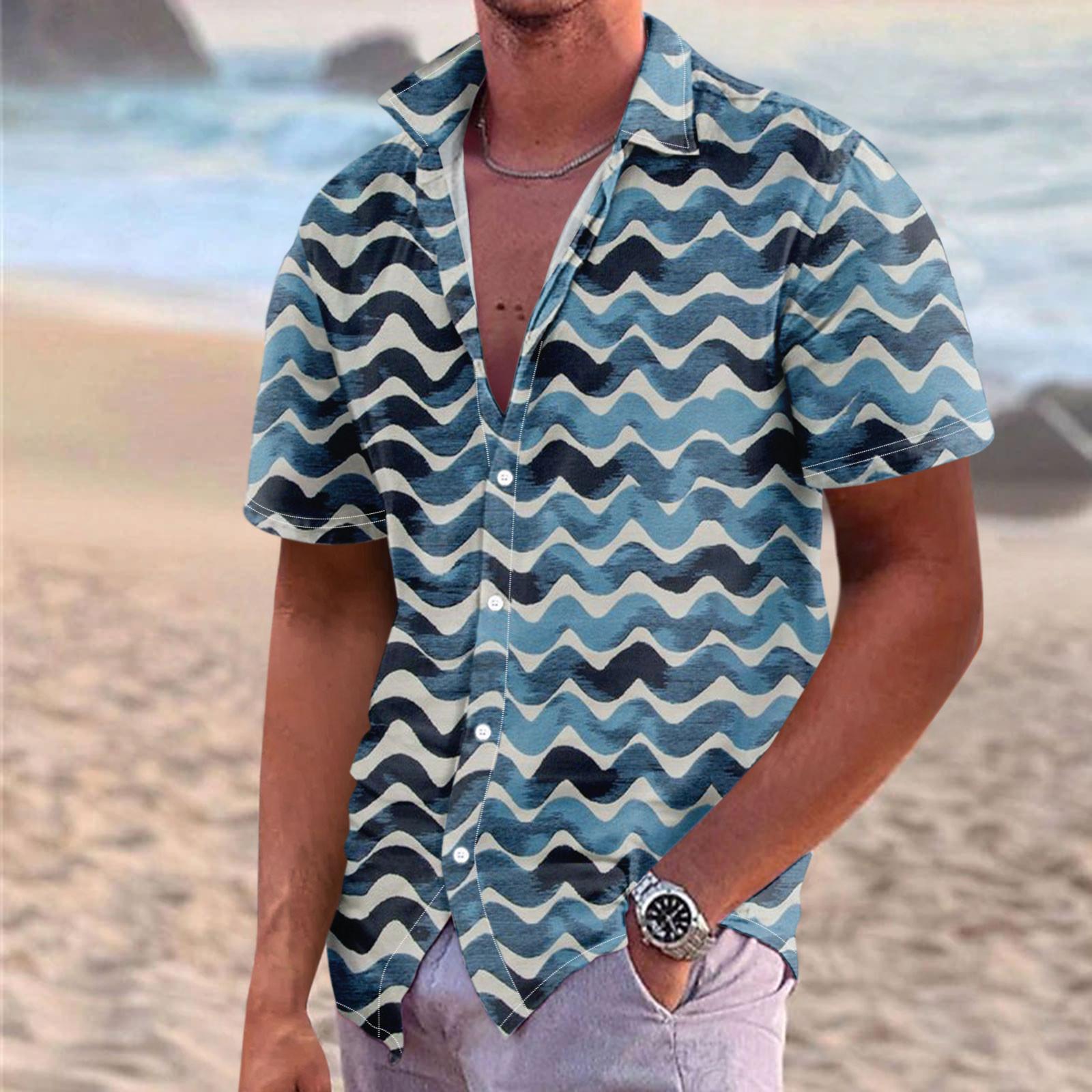 

Гавайская рубашка для мужчин, мужские винтажные рубашки для боулинга на пуговицах, летняя пляжная рубашка с коротким рукавом XL