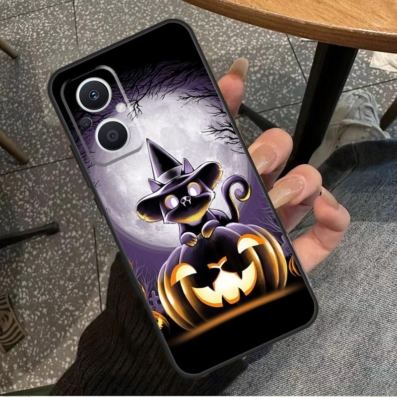 Witch Black Cat For OPPO Reno 10 11 12 13 14 Pro 7 8 Lite 8T 11F 12F 13F 14F OPPO Find X8 X9 X5 X6 Pro Case