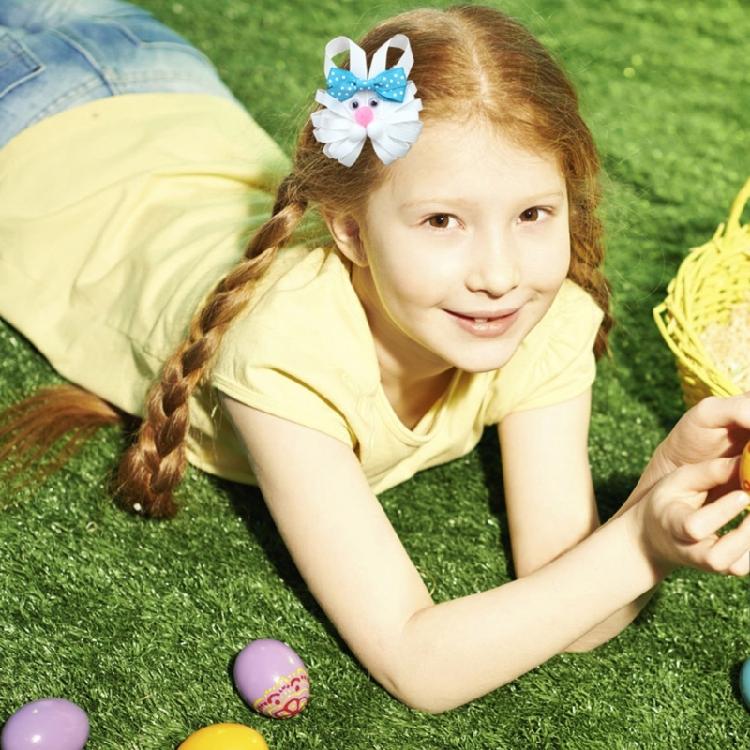 Lovely Hair Barrette Easter Festival Bunnies/Chick Hair Clip with Bowknot For Little Girl and Adult Holiday Theme Headwear