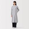 MUJI Women's Washed Broad Stand Collar Long Sleeve Dress, Dark Navy Stripe, Size L, BC2LUA5S