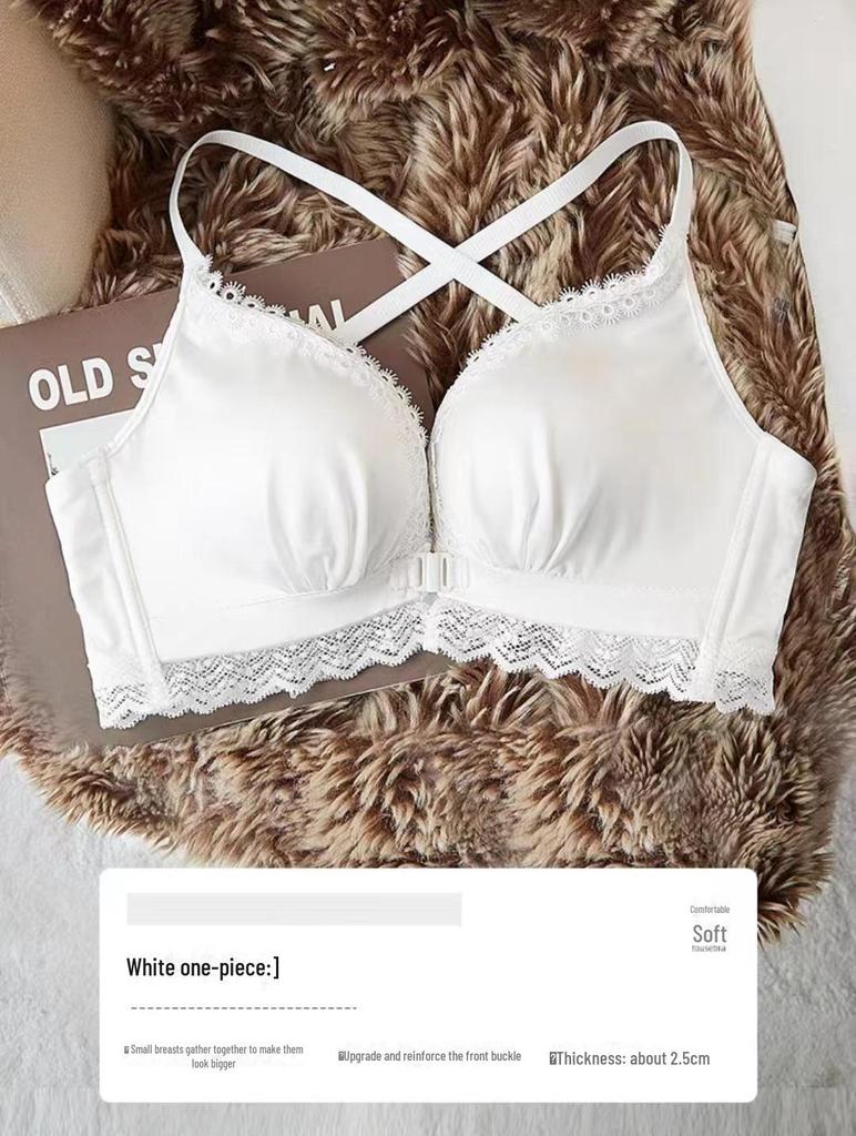 Front Buckle Bra Set for Women with Small Breasts: Lift and Enhance, No Steel Ring, Beautiful Back Design