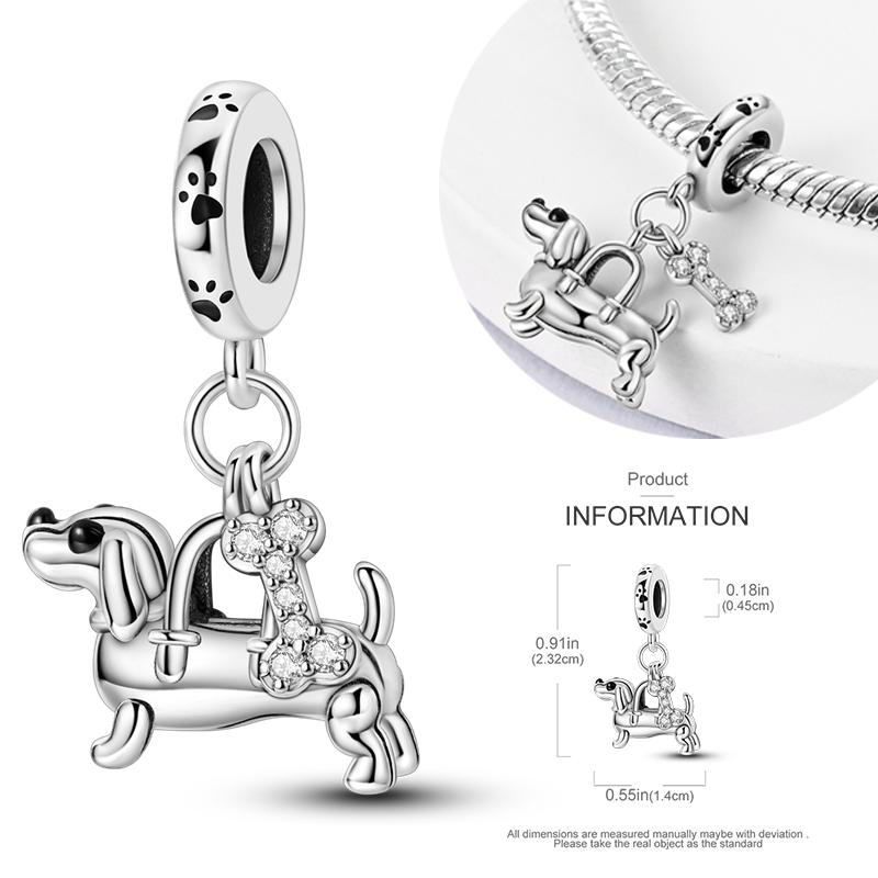 Neueste Kupfer Atemberaubende Charms Perlen Niedliche Haustiere Dangle Leuchtender Hundeanhänger Passend für Original Armband DIY Schmuck